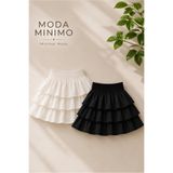 Moda Minimo Kadın Bürümcük Etek Mini Kısa Yazlık Mykonos Siyah ve Beyaz 2'li Etek Set 2'li Paket Siyah Beyaz Etek