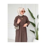 Moda Misali Minimal Kuşaklı Uzun Gömlek Tesettür Elbise