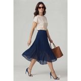 Moda Mistik Valora Saten Etek Midi Boy Piliseli Lacivert