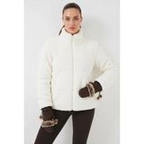Moda Molası Kadın Yüksek Yaka Peluş Beyaz Mont - 36