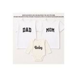 MODA Mom Dad Baby Baskılı Cinsiyet Partisi Anne Baba Bebek Aile Tişört Zıbın Kombin