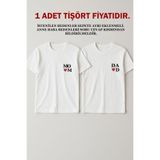 MODA Mom Dad Baskılı Cinsiyet Partisi Anne Baba Beyaz Tişört