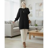 Moda Morfo Baklava Desenli Yumoş Triko Tunik -Siyah - Standart