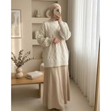 Moda Morfo Baklava Desenli Yumoş Triko Tunik -Taş - Standart