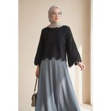 Moda Morfo Beli Lastikli İthal Likralı Krep Kloş Etek -Füme - 38