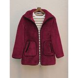 Moda Morfo Çift Cepli Fermuarlı Astarlı Peluş Mont -Bordo - 38