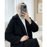 Moda Morfo Düğmeli Astarlı Önden Cepli Peluş Kaban -Siyah - 42