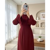 Moda Morfo Hakim Yaka Belden Bağlamalı Elbise -Kırmızı - 44 - Kırmızı Bebek Arabası - Kırmızı Tulum