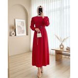 Moda Morfo Karpuz Kol Tokalı Kemerli Elbise -Kırmızı - 38 - Kırmızı Bebek Arabası - Kırmızı Tulum
