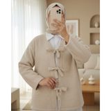 Moda Morfo Önü Bağlamalı Kırçıllı Kaşe Ceket -Bej - S - M