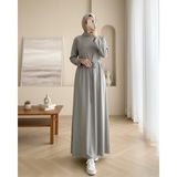 Moda Morfo Yuvarlak Yaka Beli Bağlamalı Oysho Elbise -Gri - L - XL - 01-Gri