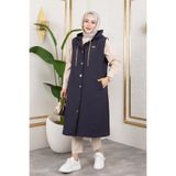 Moda MSK Arma Detaylı Kapüşonlu Kapitone Füme Yelek