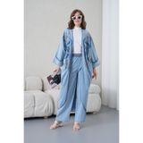 Moda Neval Kadın Yarasa Kol Kot Kimono Hırka Takım