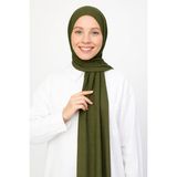 Moda Nokta Hazır Pratik Geçmeli Lüks Organik Düz Penye Şal Eşit Hizalı Taba - 0 - Haki