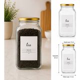 MODA OZY 1 Adet 3000 ml Çay Kavanozu Etiketli Cam Saklama Kabı Çevirmeli Kapaklı - Gold