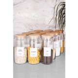 MODA OZY 12li 1300ml Vakumlu Ahşap Kapaklı Cam Bakliyat Kavanozu Büyük Boy Saklama Seti(Etiket Dahildir)
