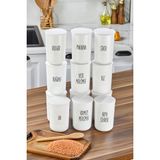 Moda Ozy 12'li 900ML Akrilik (Plastik) Kavanoz Plastik Vakum Kapaklı Şeffaf Etiketli Saklama Kabı - Beyaz - 900 ml