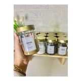 MODA OZY 12'li Gold Metal Kapaklı Etiketli Kaşıklı Baharat Saklama Kabı Cam Kavanoz 350ml