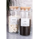 Moda Ozy 2li 1300ML Ahşap Kapaklı Cam Çay/ Şeker Kavanozu Vakumlu Saklama Kabı - Şeffaf - 1,3 lt