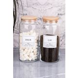 MODA OZY 2li 1300ml Ahşap Kapaklı Vakumlu Cam Çay/ Şeker Kavanozu Vakumlu Saklama Kabı