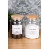 Moda Ozy 2li 800ML Ahşap Kapaklı Nescafe&süt Tozu Kavanozu Vakumlu Saklama Kabı (Etiket Dahildir) - Şeffaff - 800 ml
