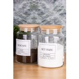 MODA OZY 2li 800ml Ahşap Kapaklı Nescafe&Süt Tozu Kavanozu Vakumlu Saklama Kabı (Etiket Dahildir)