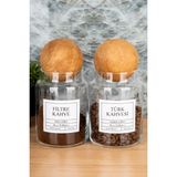 Moda Ozy 2li 800ML Top Kapaklı Türk Kahvesi & Filtre Kahve Kavanozu Vakumlu Saklama Kabı (Etiket Dahildir) - Şeffaf - 800 ml