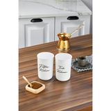 Moda Ozy 2'li Plastik Vakum Kapaklı Transfer Etiketli Türk Kahvesi/filtre Kahve Akrilik Kavanoz 900ML - Beyaz - 900 ml