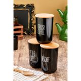 MODA OZY 3'lü Ahşap Vakum Kapaklı Transfer Etiketli Turkıshcoffe/Filtercoffe/Nescoffe Plastik Kavanoz 900ml