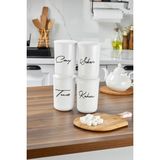 Moda Ozy 4'lü Akrilik Vakum Kapaklı Transfer Etiketli Akrilik (Plastik)Çay/şeker/tuz/kahve Kavanoz 900ML - Beyaz - 900 ml