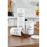 Moda Ozy 4lü Plastik Kapaklı Şeffaf Etiketli Türk Kahve/filtre/çekirdek/granül Akrilik(Plastik)Kavanoz 900ML - Beyaz - 900 ml
