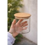MODA OZY 650 ml Ahşap Kapaklı Vakumlu Kahve Kavanozu Borosilikat Cam Kahve Çay Şeker Saklama Kabı