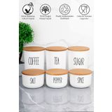 MODA OZY 6'lı Ahşap Kapaklı Akrilik (PLASTİK) Kavanoz Seti 900ml/400ml Transfer Etiketli