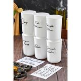 Moda Ozy 6'lı Vakum Kapaklı Etiketli Akrilik [plastik] Kavanoz Seti 900ML Saklama Kabı - Beyaz - 900 ml