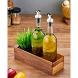 MODA OZY Ahşap Stantlı 2'li 750 ml Amber Zeytinyağı Sıvıyağ Şişesi Yağdanlık Seti(Sazlık Çiçek Hediyeli)