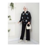 moda periy Kadın Çiçekli hırka pantolon ikili Tesettür Triko takım tesettür Kombin