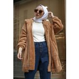 moda periy kadın modest basic mevsimlik kışlık Fermuarlı cepli Peluş Tesettür Hırka kap