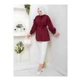 moda periy SEDA KOLU FIRFIRLI TUNİK BORDO