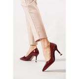 Moda Pie Sarna Topuk Demirli Kadın Stiletto Bordo Rugan