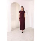 moda poni Drapeli Gold Detaylı Abiye Elbise