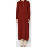 Moda Regular Casual Günlük Ribana Kaşkorse Dokuma V Yaka Uzun Kol A-Line Midi Boy Tesettür Elbise