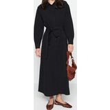Moda Regular Casual Günlük Terrycotton Dokuma Bisiklet Yaka Uzun Kol A-Line Maxi Boy Tesettür Elbise