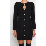 Moda Regular Gündüz Gece Finike Dokuma Bisiklet Yaka Uzun Kol A-Line Mini Boy Elbise