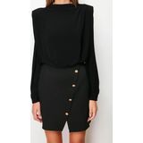 Moda Regular Gündüz Gece Finike Dokuma Kayık Yaka Uzun Kol Bodycone Mini Boy Elbise