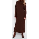 Moda Regular Günlük Tek Plaka Triko Yarım Balıkçı Yaka Uzun Kol Shift Uzun Boy Tesettür Elbise