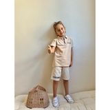 Moda Rüyası Erkek Çocuk Bej Polo Yaka Fermuarlı Tişört ve Keten Şort Ikili Takım - 5 - 6 Yaş - 01-Krem