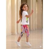 Moda Rüyası Kız Çocuk Baskılı Tişört ve Renkli Kapri Tayt Takım 2-8 Yaş - 4 - 5 Yaş - Pembe Mix