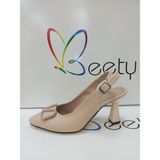Moda Rüzgar Nut Rengi Topuklu Ayakkabı - 0019 Bej