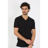 Moda Şahsenem Moda Erkek V Yaka Siyah Penye Atlet - XL
