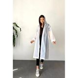 Moda Sare Kadın Erkek Yağmurluk Kapüşonlu Çıtçıtlı Eva Beyaz Yağmurluk M21mrc881r02